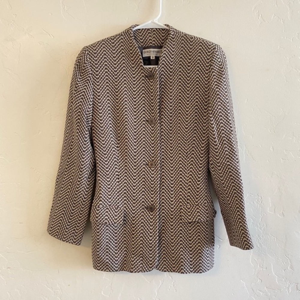Vintage Giorgio Armani Chevron Tweed Jacket 38